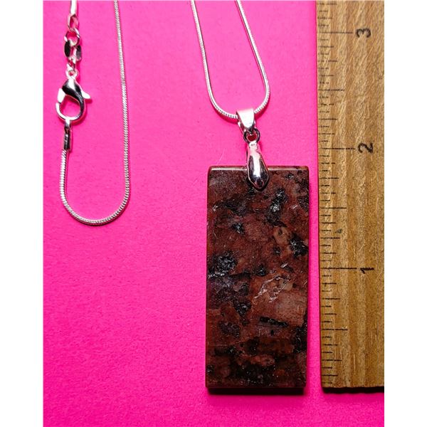 4)  RECTANGULAR RAINBOW JASPER PENDANT ON