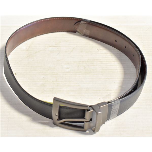 NEW REVERSIBLE LEATHER BELT, BROWN/BLACK SIZE 36