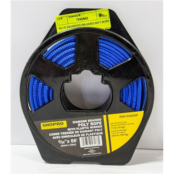 NEW SHOPRO DIAMOND BRAIDED BLUE 66FT ROPE