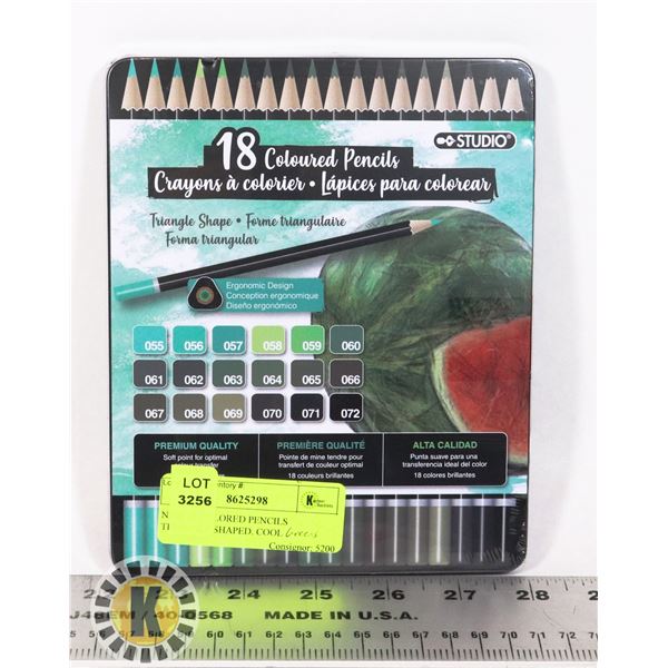 NEW 18 COLORED PENCILS TRIANGLE SHAPED. COOL