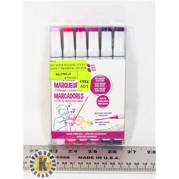 NEW 6PC MARKERS. CANDY COLLECTION PACKAGE DAMAGED