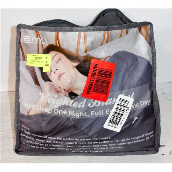 NEW 15LB GREY WEIGHTED BLANKET