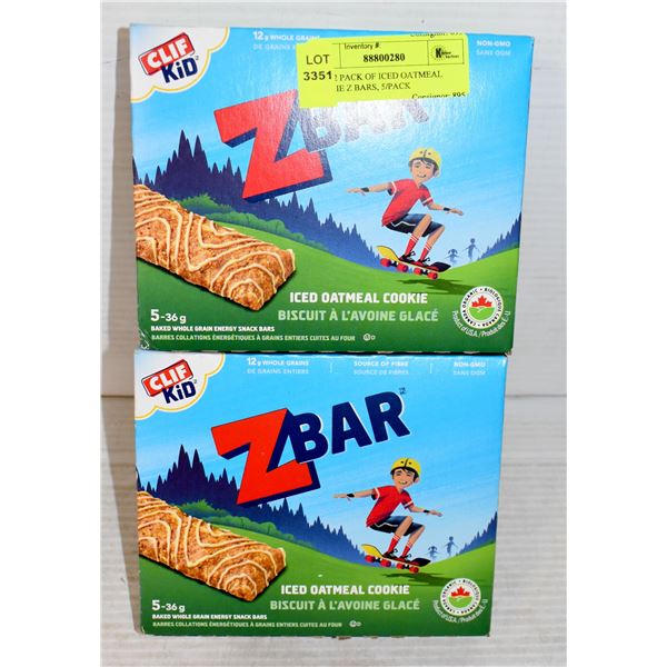NEW 2 PACK OF ICED OATMEAL COOKIE Z BARS, 5/PACK