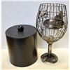 Image 1 : VINTAGE ICE BUCKET & DECORATIVE METAL WINE GLASS