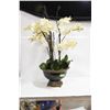 Image 1 : SILK ORCHID FLOWERS IN DECORATIVE CERAMIC POT