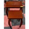 Image 1 : SET OF 2 SOLID WOOD NESTING SIDE TABLES