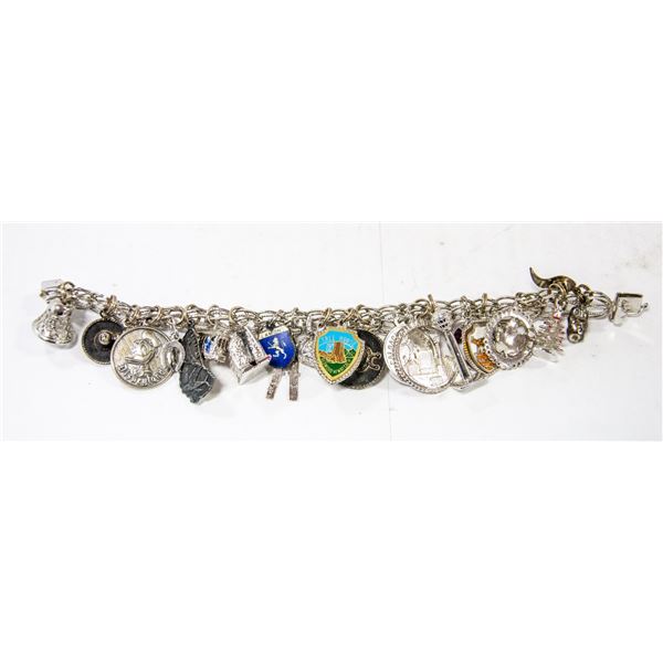 HEAVY .925 SILVER BRACELET WITH 21 SILVER CHARMS