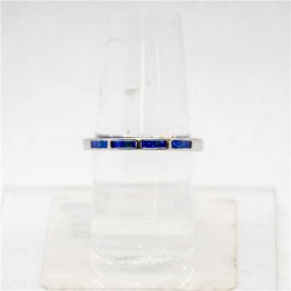 .925 SILVER RING WITH BLUE INLAY SIZE 9