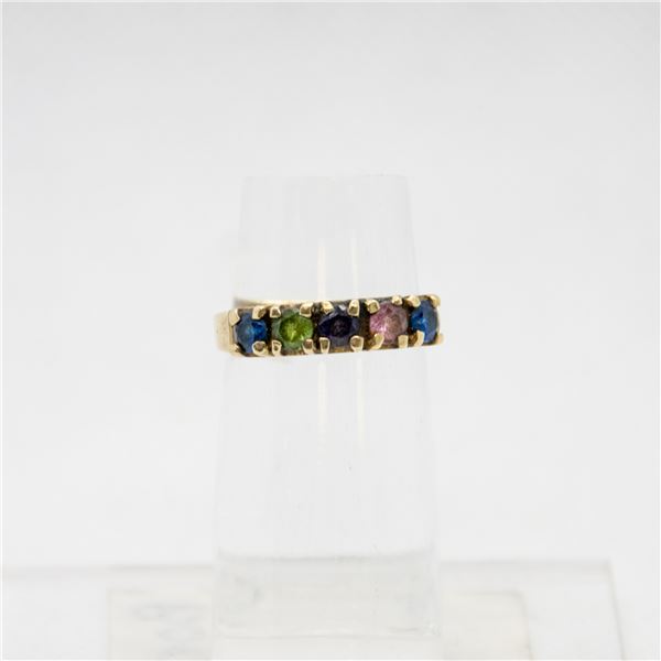 10K GOLD RING WITH MULTI PRECIOUS STONES SIZE 6