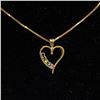 Image 2 : 10K GOLD & SAPPHIRE HEART PENDANT - 21" LONG CHAIN