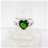 Image 1 : .925 SILVER RING WITH GREEN HEART STONE SIZE 9