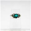 Image 1 : .925 SILVER RING WITH LARGE GREEN STONE SIZE 6