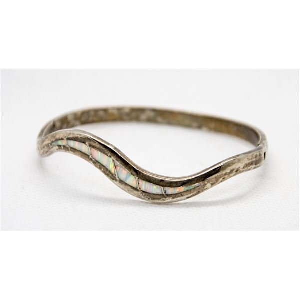 STERLING SILVER BRACELET WITH WHITE INLAY