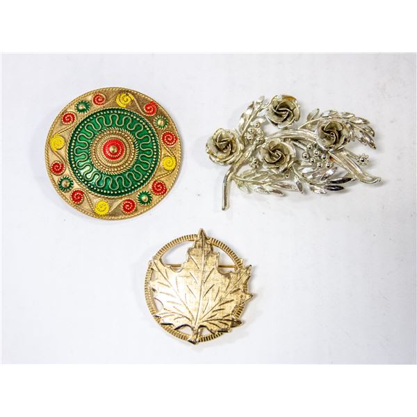 LOT OF 3 VINTAGE BROOCHES
