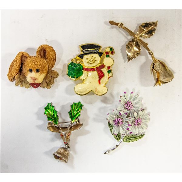 LOT OF 5 BROOCHES