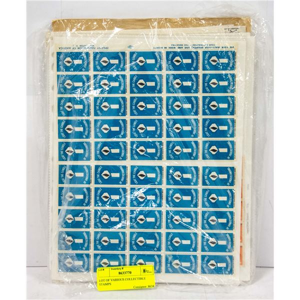 LOT OF VARIOUS COLLECTIBLE STAMPS
