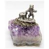Image 1 : PEWTER BEAR ON AMETHYST STONE STATUE