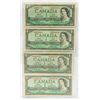 Image 1 : 4 X 1954 CANADIAN $1 BILLS