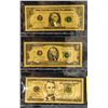 Image 1 : 3 X GOLD PLATED NOVELTY UNITED STATES OF AMERICA