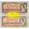 Image 1 : 2 X 1954 CANADIAN $2 BILLS