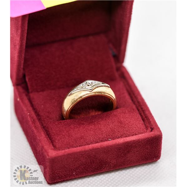 10-14K YELLOW AND WHITE GOLD MEN'S DIAMOND RING