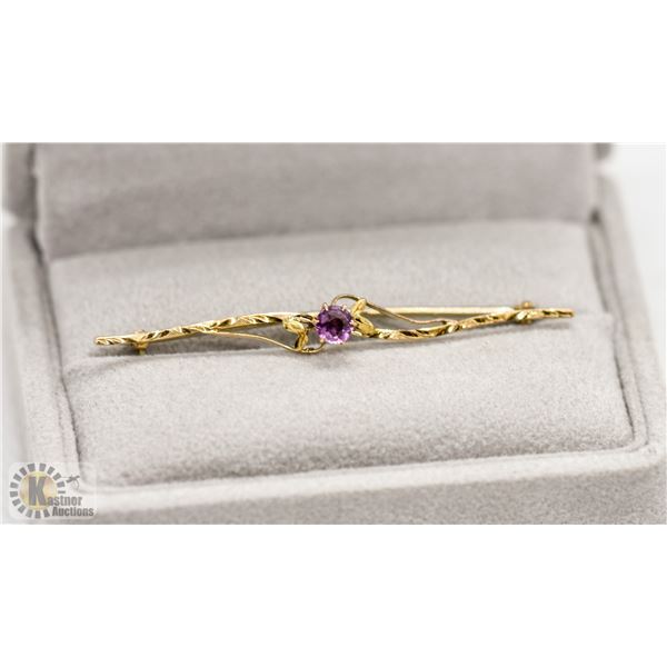 10K YELLOW GOLD GEM SET VINTAGE BROOCH