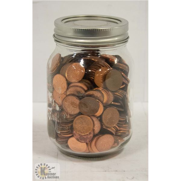 ESTATE MASON JAR FULL OF PENNIES