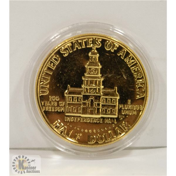 24KT GOLD PLATED US HALF DOLLAR 1776-1976