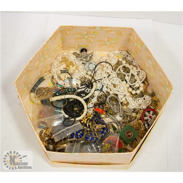 BOX OF ASSORTED ESTATE JEWELRY
