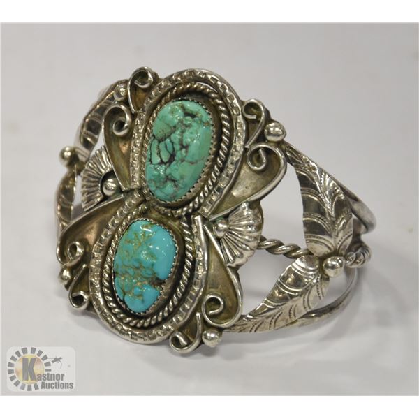 SILVER & TURQUOISE ORNATE BRACELET