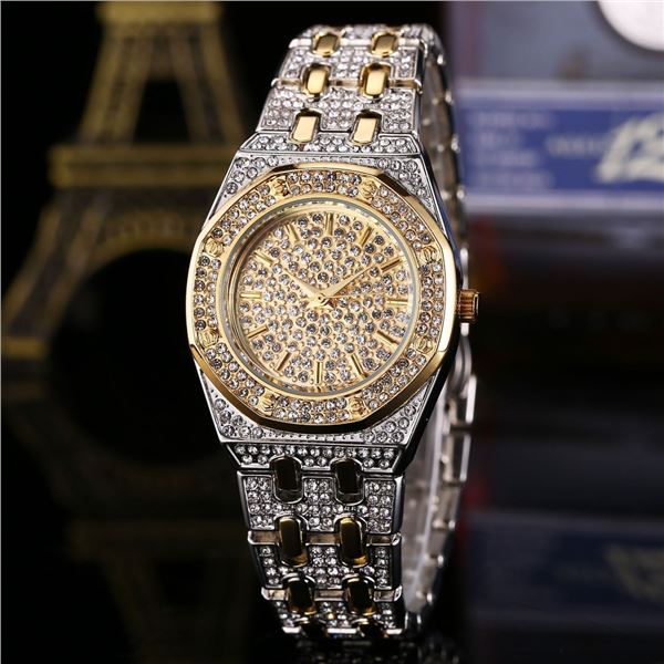 NEW LADIES OCTAGON SHAPED TWO TONE CRYSTAL WATCH