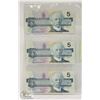 Image 2 : 1986 CANADIAN $5 BILLS (3)- CONSECUTIVE SERIAL