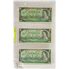 Image 1 : 1967 CANADIAN $1 BILLS- SET OF 3- NO SERIAL #'S
