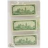Image 2 : 1967 CANADIAN $1 BILLS- SET OF 3- NO SERIAL #'S