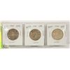 Image 1 : 1940/43/44 CANADIAN SILVER 50 CENT COINS (3)