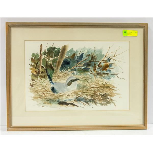 JOHN H. BIRD NEST WATER COLOUR - 25" X 19"