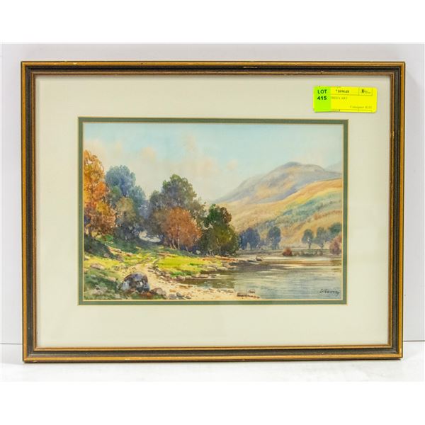 WATER & TREES FRAMED ART 12" X 15.5"