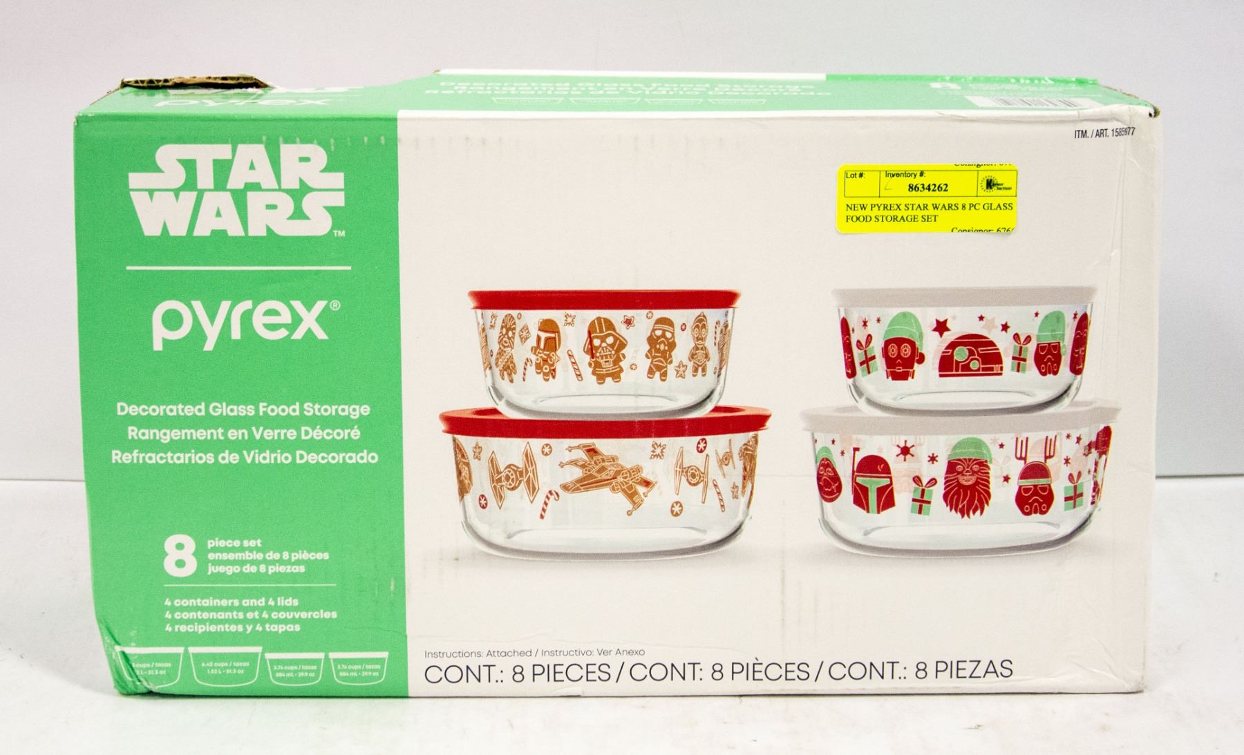New Pyrex NEW PYREX STAR WARS 8 PC GLASS FOOD STORAGE SET
