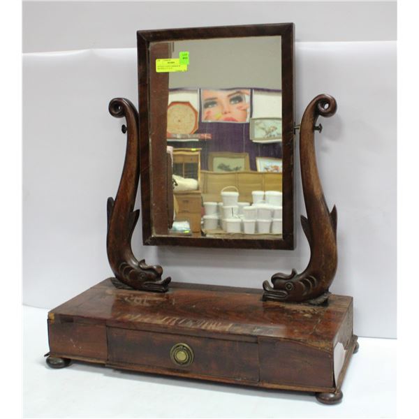 ANTIQUE VANITY MIRROR W/ DRAWER 21.5" X 25"