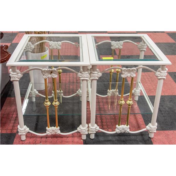 METAL/GLASS/BRASS END TABLES - SET OF 2