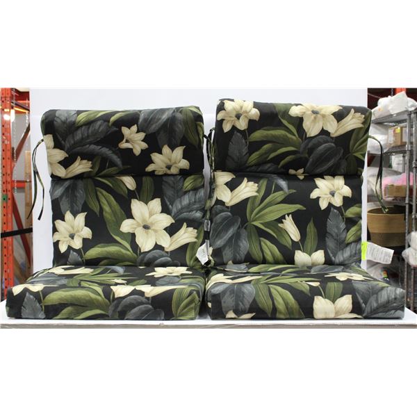 PAIR OF HAMPTON BAY HIGH BACK TROPICAL BLOSSOM