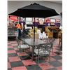 Image 1 : GLASS TOP PATIO SET INCLUDES UMBRELLA WITH BASE,