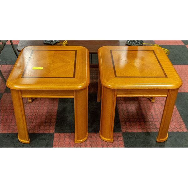 SOLID OAK END TABLE SET H-19" W-20" L-22"