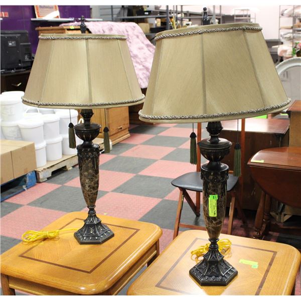 PAIR OF DECORATIVE SOLID MARBLE AND CAST