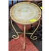 Image 1 : METAL PLANT /SIDE TABLE MINI TILED TOP, SCROLL
