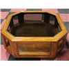Image 2 : SOLID WOOD GLASS TOP HEXAGON SHAPED COFFEE TABLE