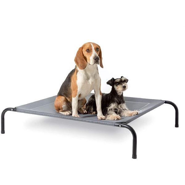 NEW BEDSURE COMFY PET RAISED MESH PET BED, GREY