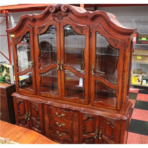 SOLID WOOD CARVED STYLE BUFFET WITH HUTCH