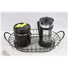 Image 1 : FRENCH COFFEE PRESS, CANISTER & WIRE BASKET
