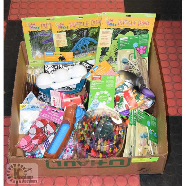 BOX WITH LOTS OF NEW ARTS & CRAFTS INCL.